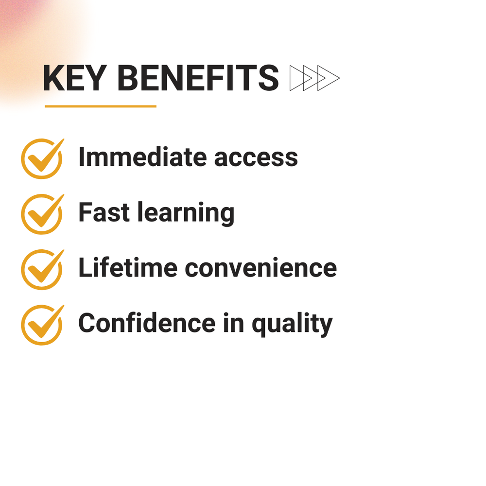 Immediate access to sheet music, fast learning, lifetime convenience, confidence in quality and easy access to video 