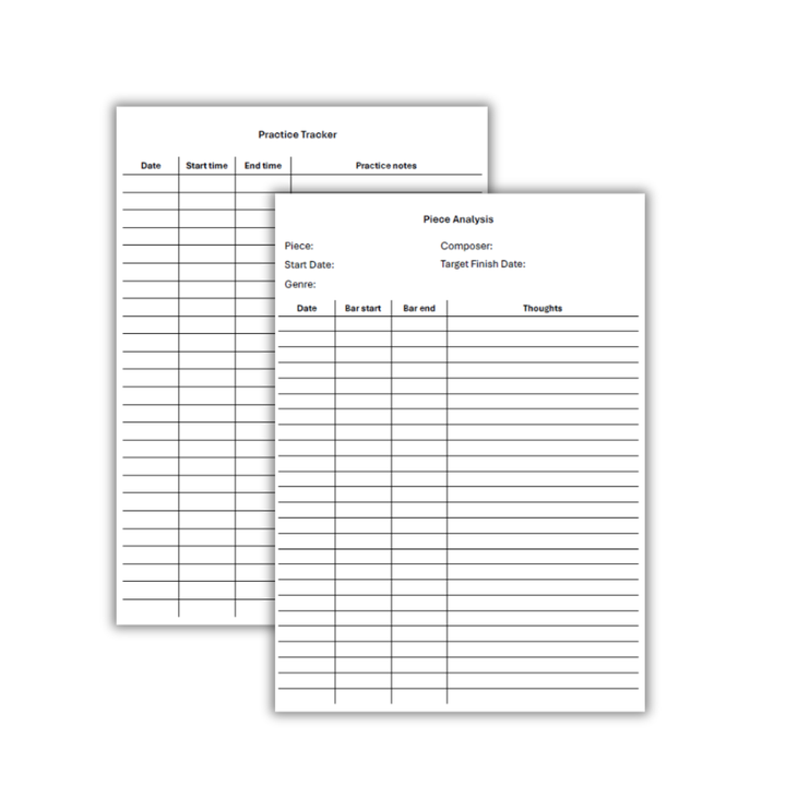 Practice tracker templates to help me track my music practice